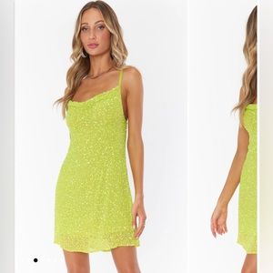 Suzanna Slip Dress - Show Me Your MuMu - Lime Sequins - M